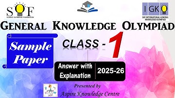 IGKO Class 1 Sample Paper 2025-26 | Class 1 IGKO Sample Paper | Olympiad GK Class 1 #igko  #v128