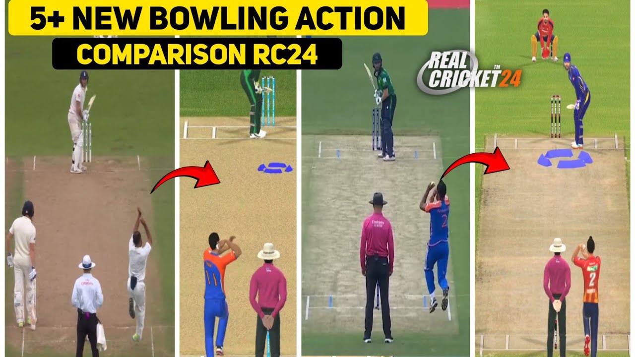 Top 5 Most Realistic Bowling Actions In RC24 🏏| REAL vs RC24 Bowling ...