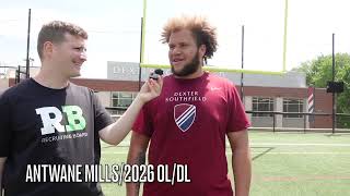 2026 OL/DL Antwane Mills talks Recruitment at NE Prep School Showcase