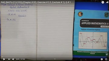 DAE MATH 212 Chapter 9 Exercise 9 Question 1 | DAE MATH 123 Chapter 13 Exercise 13 Question 1