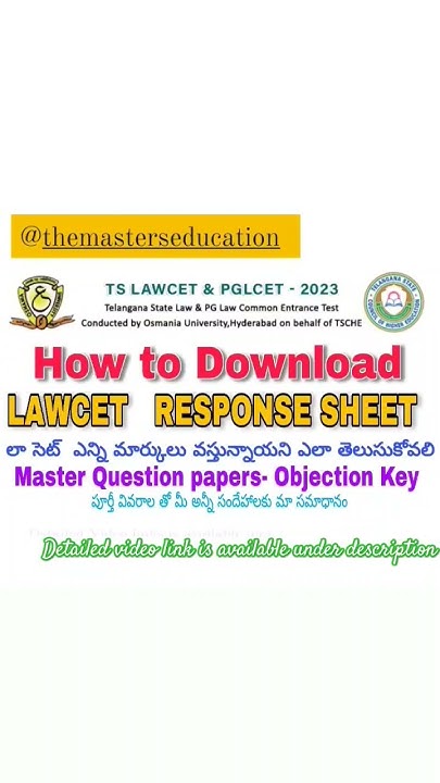 TS LAWCET RESPONSE SHEET KNOW YOUR MARKS QUESTION PAPERS 2023 YouTube ts-lawcet-response-sheet-know-your-marks-question-papers-2023-youtube