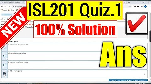 ISL201 Quiz.1 100% Solution | ISL201 Quiz Solution | Virtual University of Pakistan | Study Time