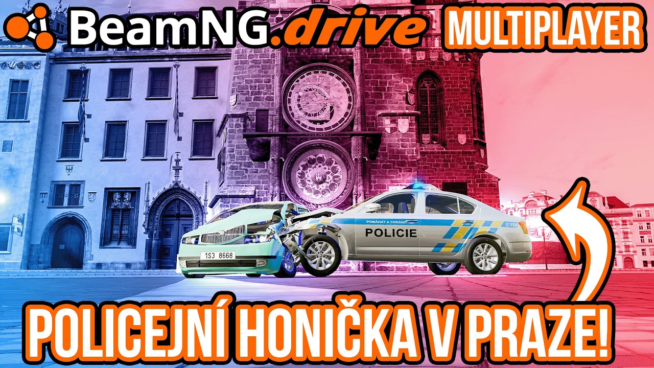 POLICEJN&Iacute; HONIČKA V PRAZE! | BeamNG.drive Multiplayer #08