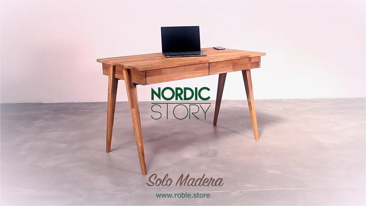 NordicStory Escritorio de madera maciza de roble mesa oficina nordico