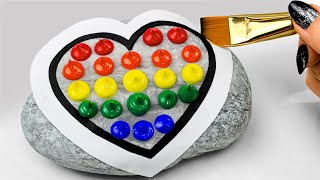 LOVE YOU ❤｜Easy Stone Painting｜Satisfying Acrylic Painting on Rocks