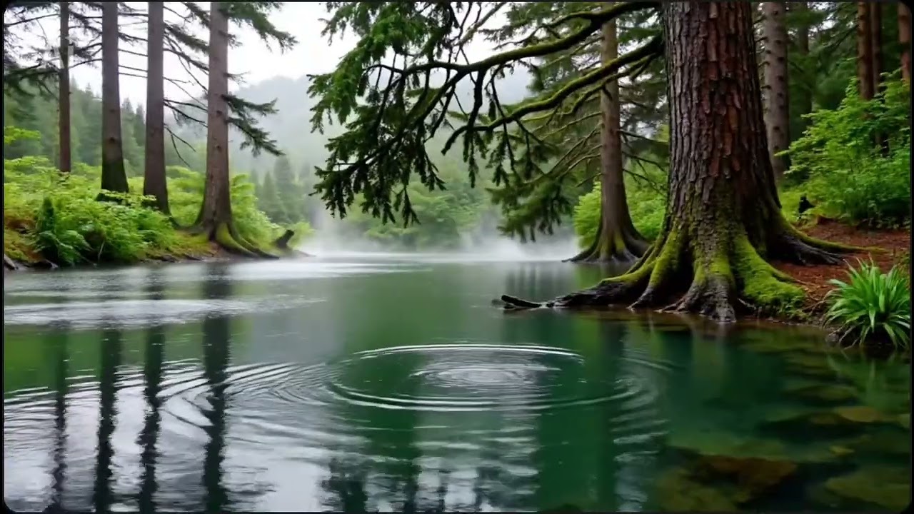 Rain in a Quiet Forest 🌧️🌲 River Flow & Distant Birds | 2 Hours for Deep Sleep