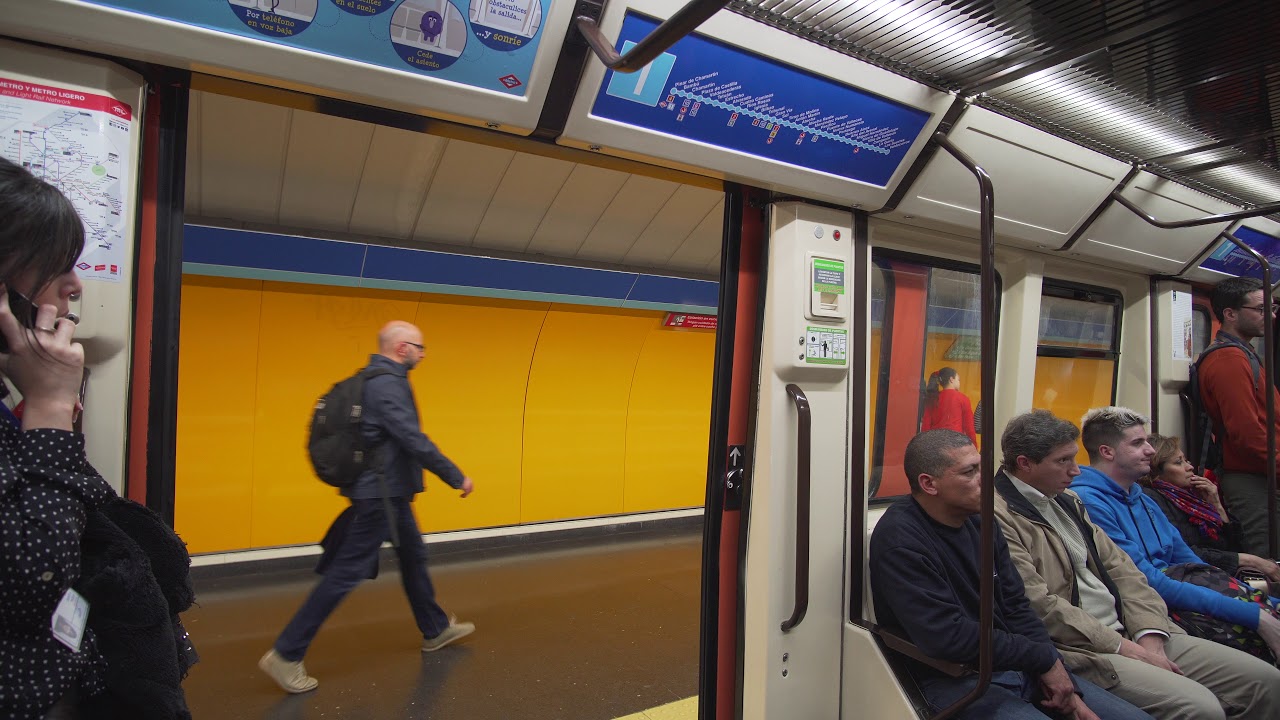 Spain, Madrid, Metro ride from Plaza de Castilla to Estrecho