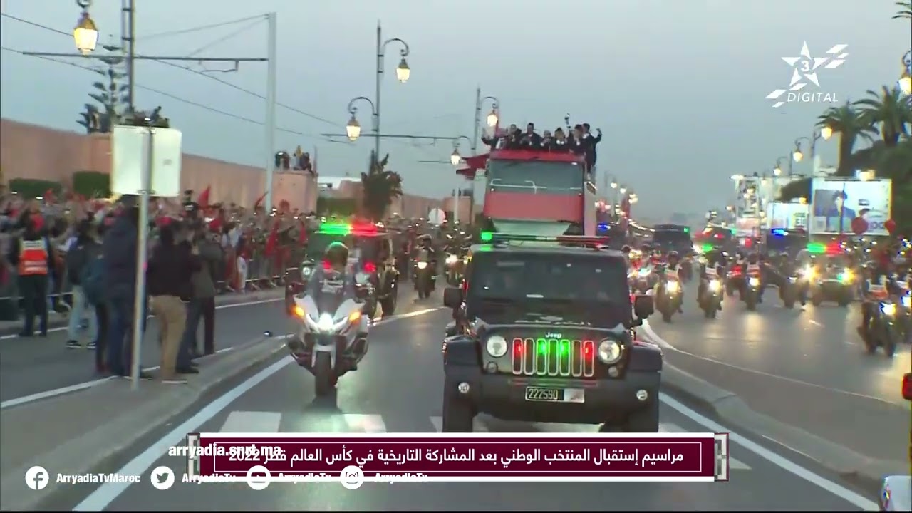 استقبال جماهيري كبير حظيت به عناصر المنتخب الوطني المغربي بعد الإنجاز التاريخي في كأس العالم 2022