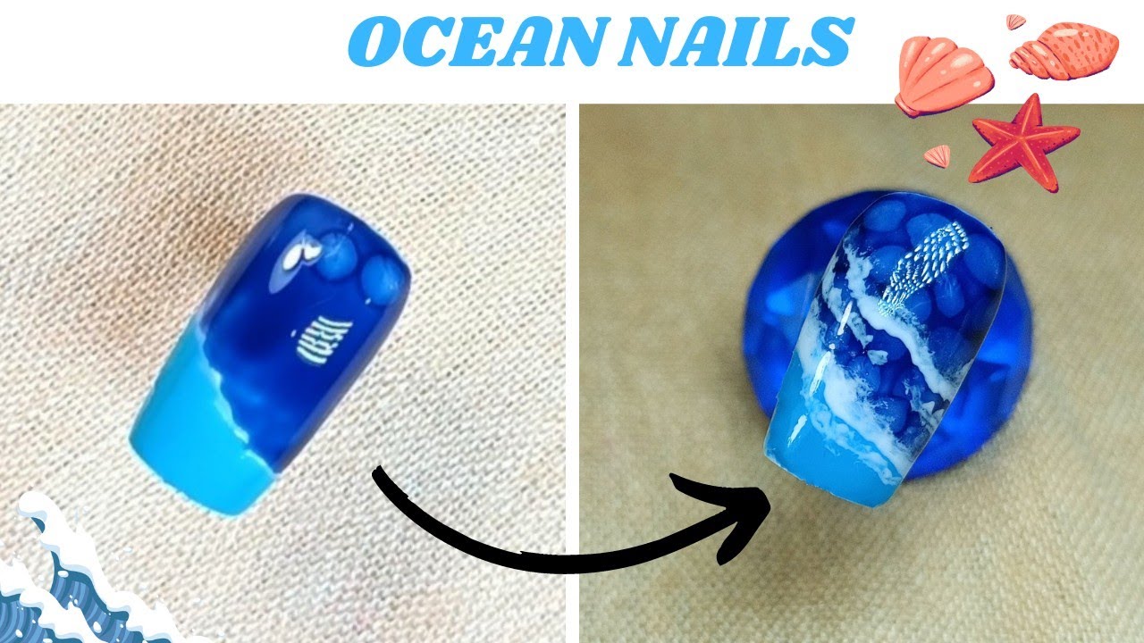 Easy ocean nails art for beginner🩵//Nail art toturial