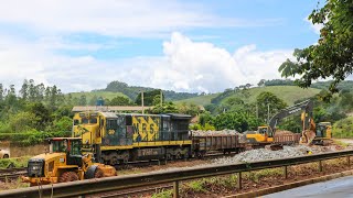 Fuga de aterro em Congonhas KM490 - Caminhões, trens e máquinas pesadas trabalhando em Caetano Lopes