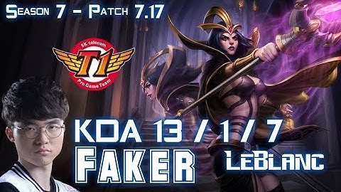SKT T1 Faker LEBLANC vs LUCIAN Mid - Patch 7.17 KR Ranked