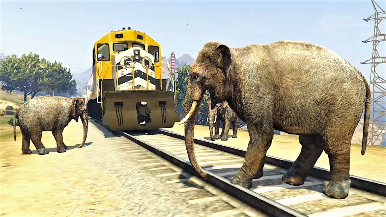 Crazy Elephants vs Train | Elephants Trying to Stop The Train | Train vs Animal ||
