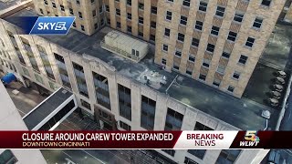 Falling debris from Carew Tower causes street closures in downtown Cincinnati