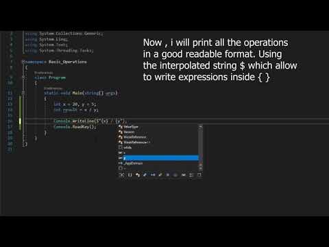 C# Basic operation addition , subtraction, division and multiplication in 2 minutes
