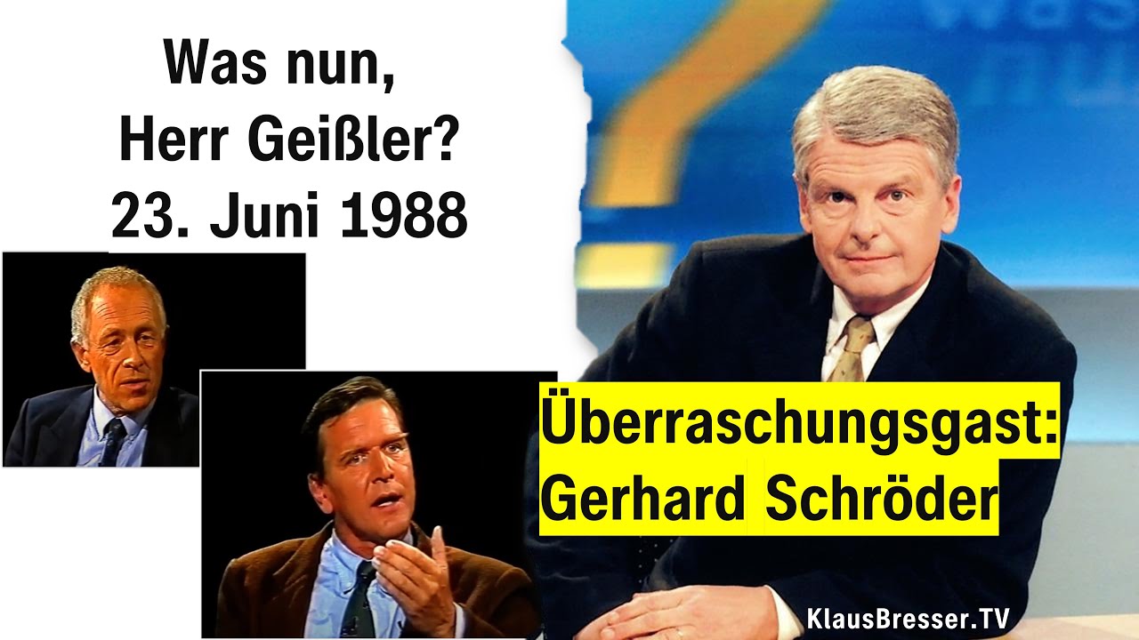 Was nun, Herr Geißler? Mit Überraschungsgast Gerhard Schröder. Die Kultsendung vom 23. Juni 1988
