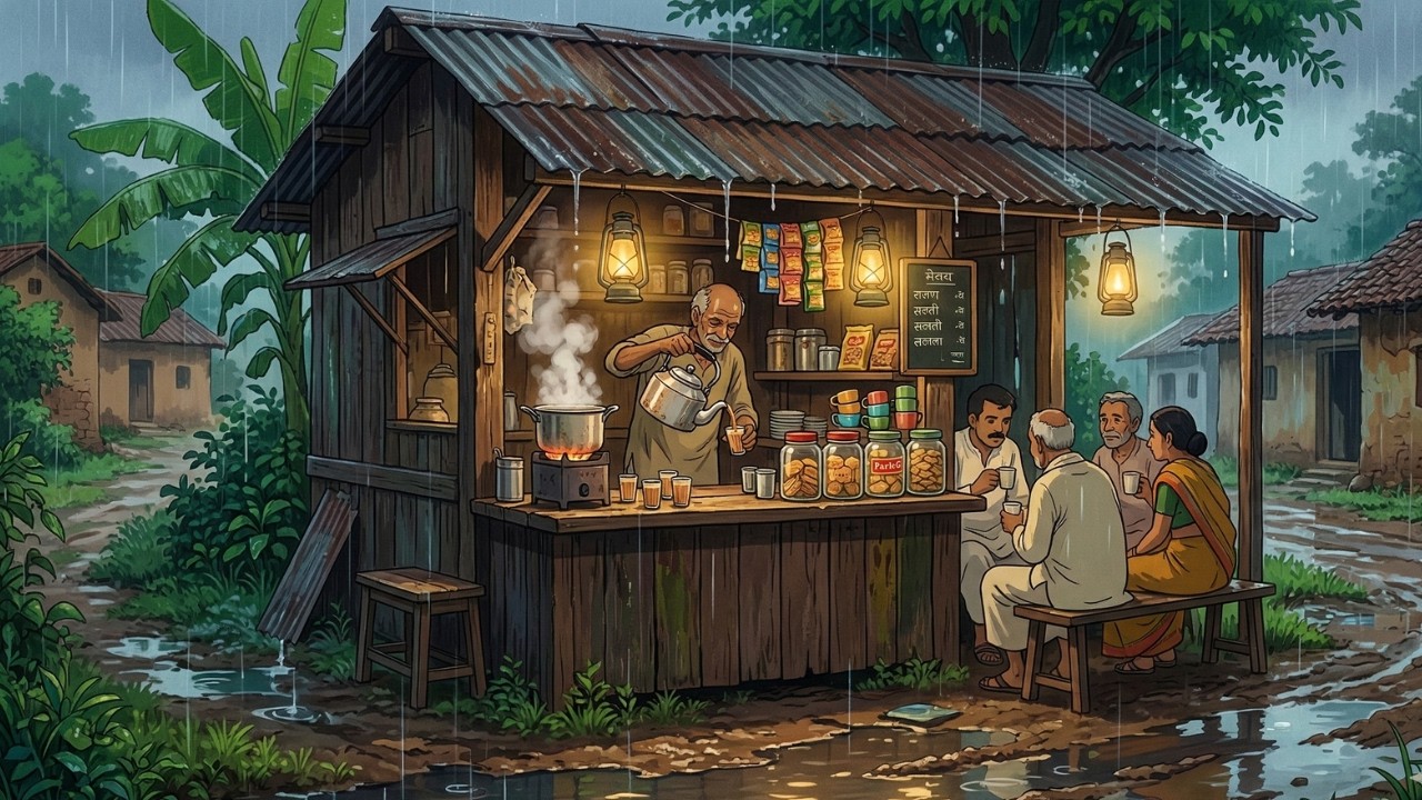 A Rainy Village Night to Relax Your Mind 🌧️ Cozy Fire, Warm Kitchen & Peaceful Rain Ambience