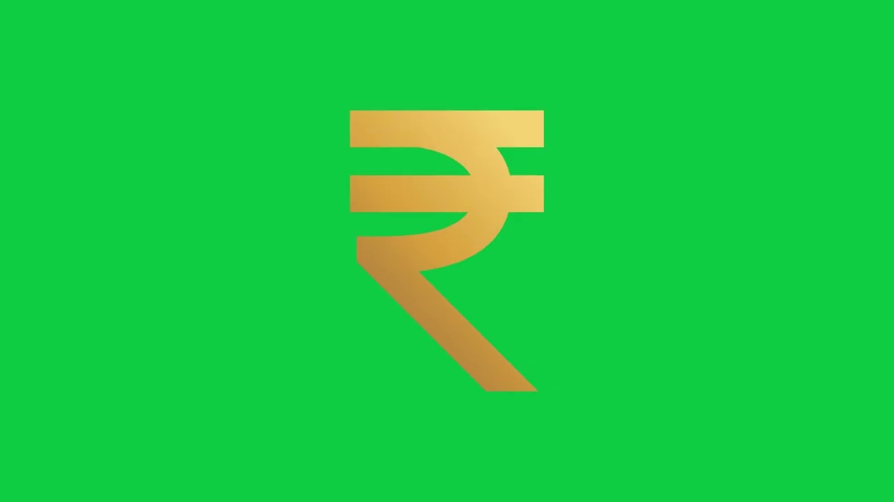 Rupees Sign in Golden Color Animation | Green Screen