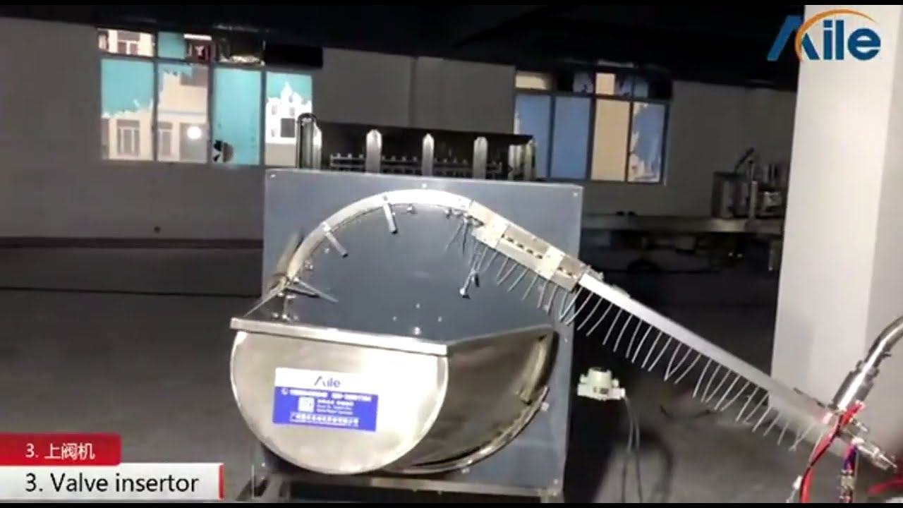 AILE 60CPM Aerosol Valve Inserter Aerosol Valve Feeding Machine Aerosol Filling Line(test video)