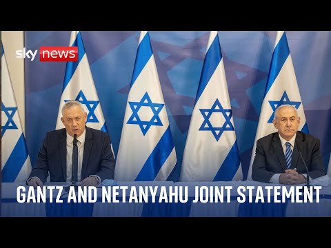 Benjamin Netanyahu and Benny Gantz deliver joint statement on the Israel-Hamas war