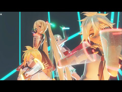 【4KMMD】【21夏MMDふぇすと本祭】ノーマルカラーとオルタナティブカラーのYYB式ミクさんとレン君達がクレイジー・ビートを踊ります