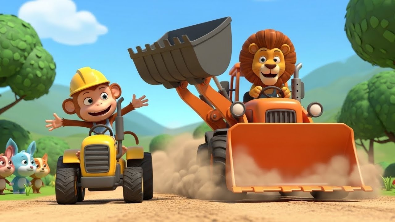 Monkey & Lion Jungle Construction Crew Adventure 🚧🌴🐵🦁 | Fun Kids Cartoon Animation
