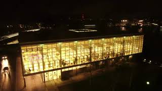 Drone footage of Oulu, the City Main Library
