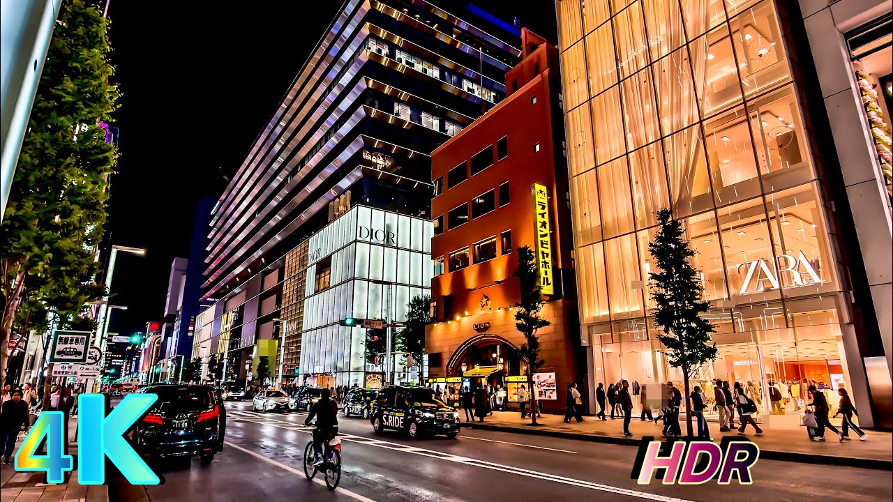 Ginza Night Walk 2025, City Lights → Higashi Ginza → Shimbashi, a frame from the walk