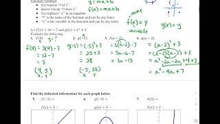 Honors Ch2-1 Part B - Function Notation