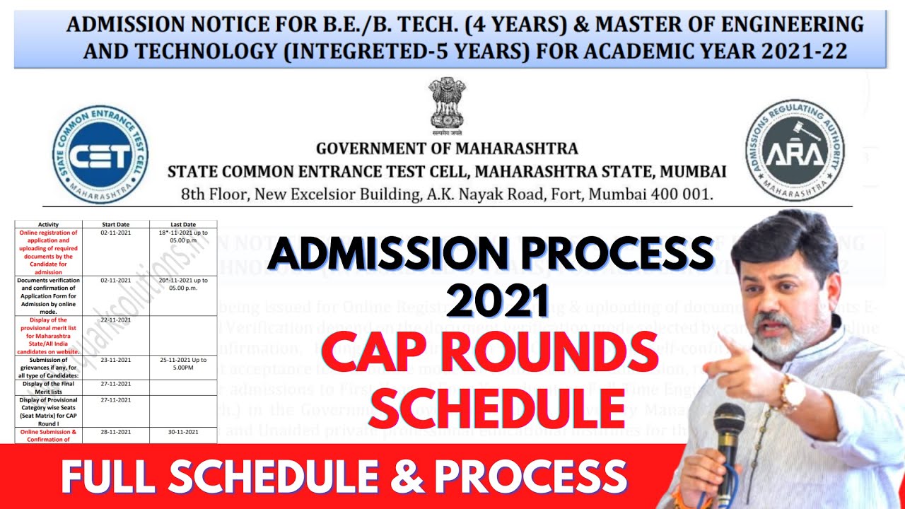 🔥 MHT CET 2021 | Cap Round Schedule Admission Process | Full Schedule & Process Detailed Explained