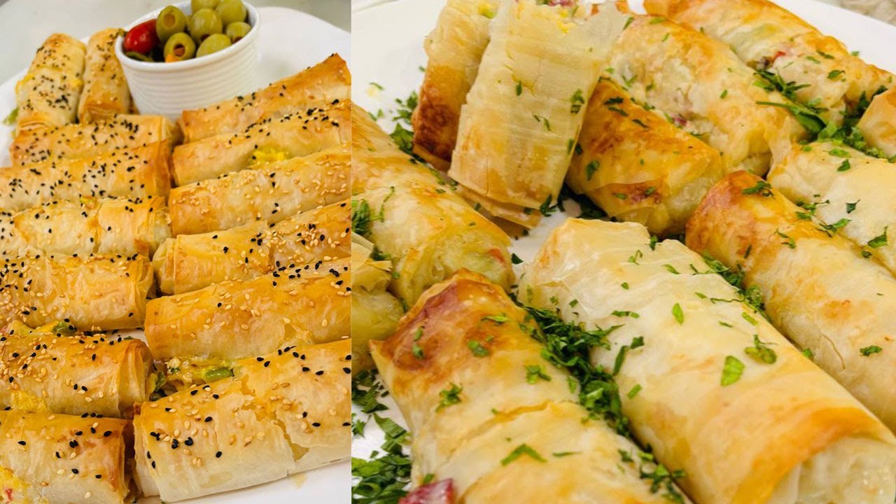 طريقة عمل رولات الجلاش بالجبنة والبسطرمة | العزومة مع الشيف فاطمة أبو حاتي
