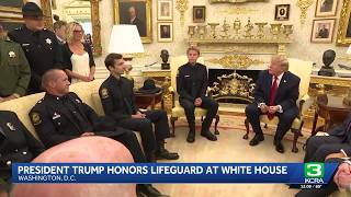 Teen lifeguard who saved boy at California beach meets President Trump at White House