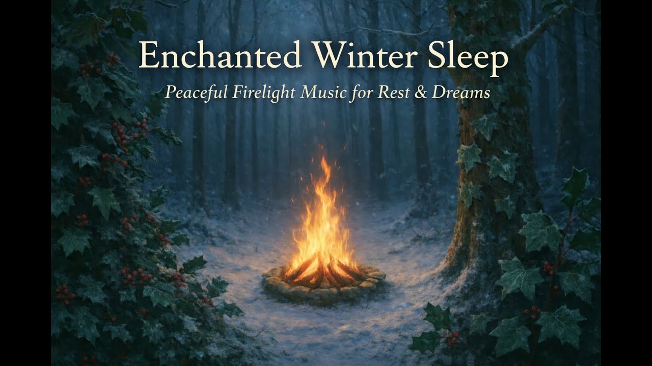 Enchanted Winter Forest 🕯🌲 Peaceful Sleep Music by the Fire