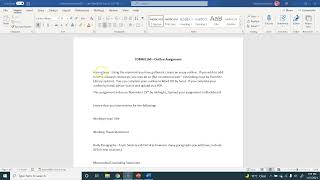 COMM1160, Week 9, Video 3, Outline Assignment Instructions