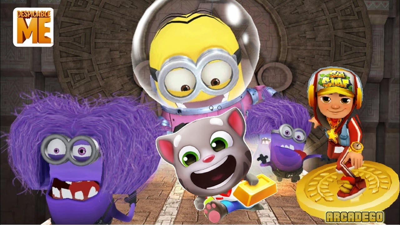 Talking Tom Gold Run Ginger VS Subway Surfers - Despicable Me 2 Minion ...