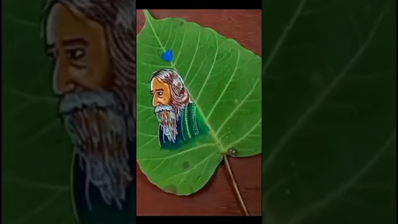 Rabindranath Tagore Drawing on leaf 