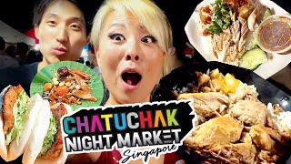 EATING AT CHATUCHAK - THAI NIGHT MARKET IN SINGAPORE!! ft. @ZermattNeo  and Thara #RainaisCrazy