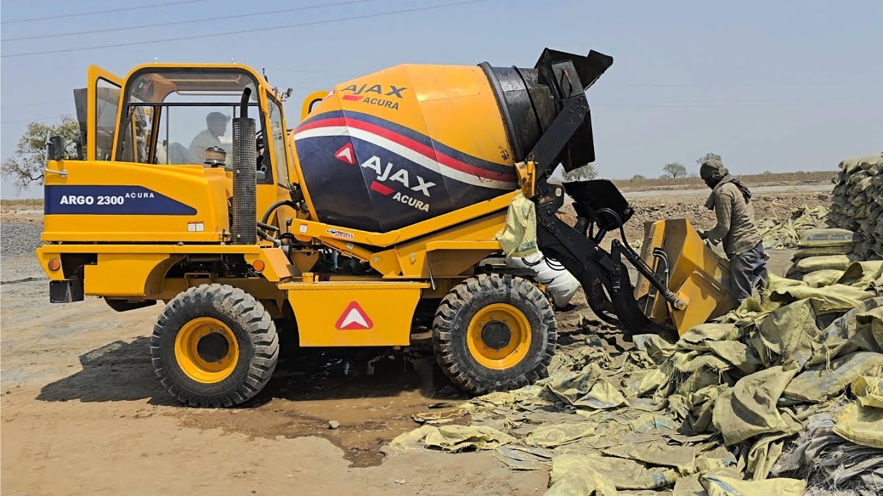 🚜 AJAX 2300 मशीन से माल अनलोडिंग | सीमेंट, रेत, गिटी और पानी का पूरा प्रोसेस | Zk Construction |