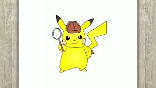 How to draw DETECTIVE PIKACHU (pokemon)  EASY, step by step