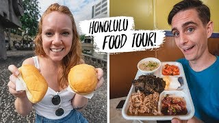 Honolulu FOOD TOUR! Trying Hawaiian-Chinese Manapua, Plate Lunch & DELICIOUS Poke Bowl
