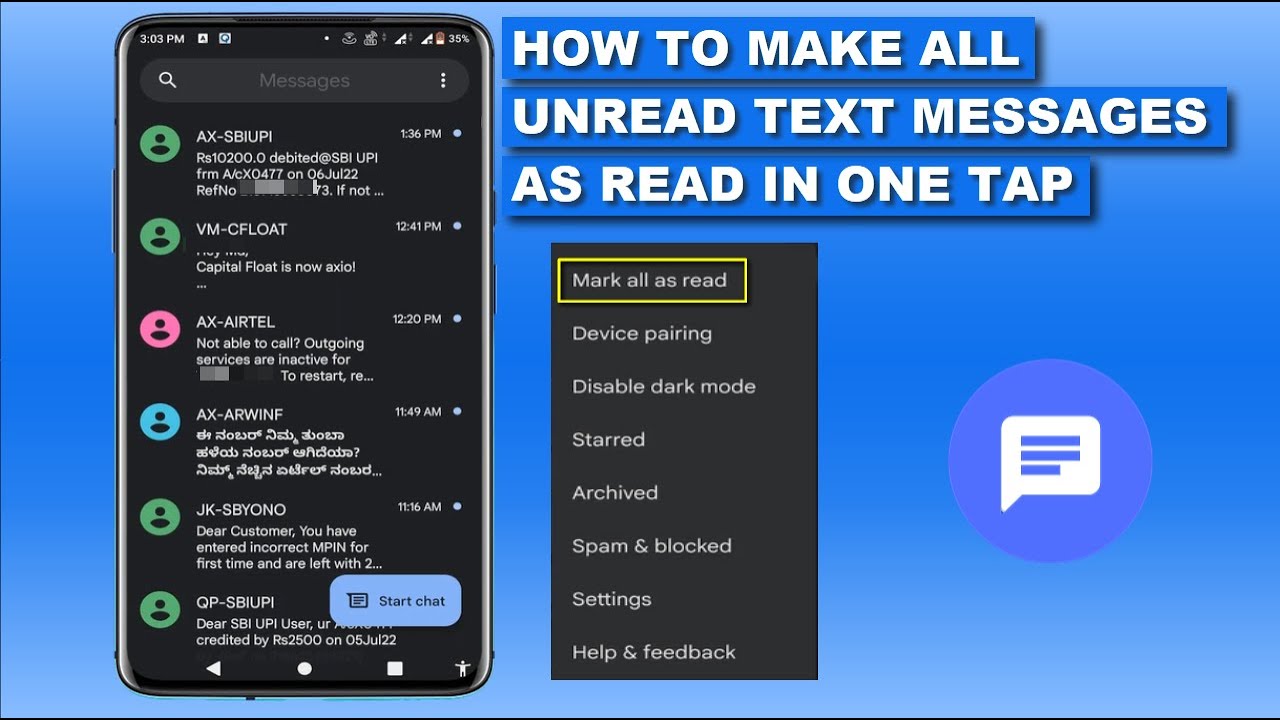How To Mark All Unread Text Messages As Read On Android YouTube