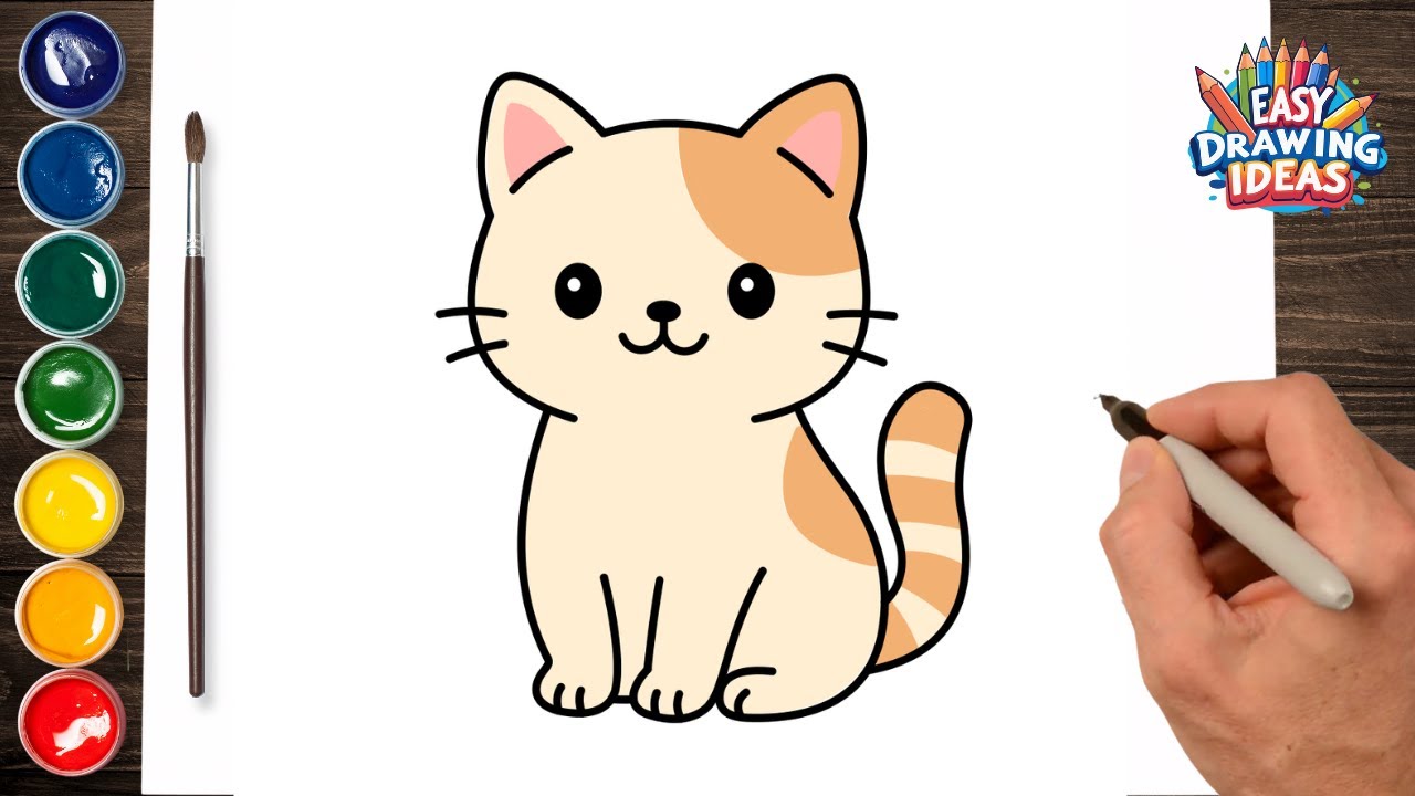 How to Draw a Cute Cat - Easy Kawaii Drawing Tutorial for Kids ...