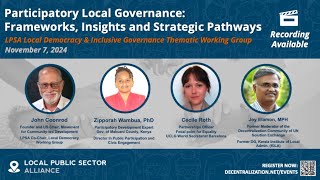 Local Democracy & Inclusive Governance Thematic Working Group - November 7, 2024 | LPSA