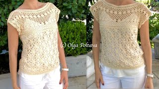 How to Crochet Lacy Summer Blouse, Lacy Flowers Blouse, Crochet Video