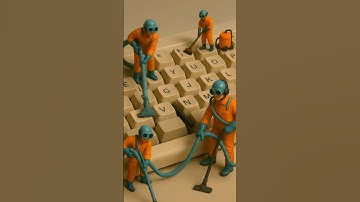 Tiny Workers Vacuum a Giant Keyboard!🧹⌨️ #shorts