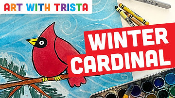 How To Draw a Winter Cardinal Drawing and Painting Tutorial - Art With Trista