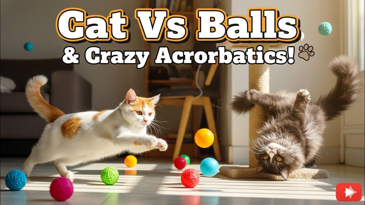 Cat Fight: Cat Vs Balls & Crazy Acrobatics! বিড়ালের যুদ্ধ 
