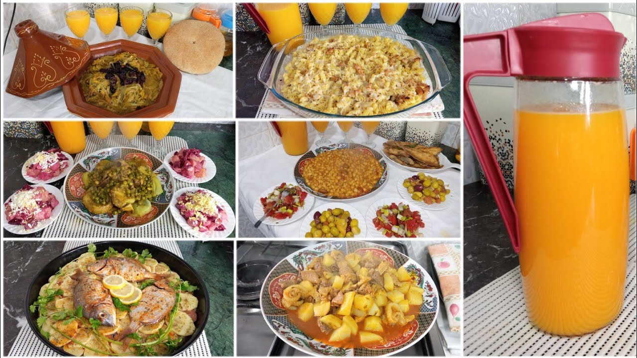 جدول الآكل اسبوع كامل🌺 وجبات وشهيوات رائع رمضان المبارك/ بهد نظام/ تدبير البيت المغربية 🇲🇦