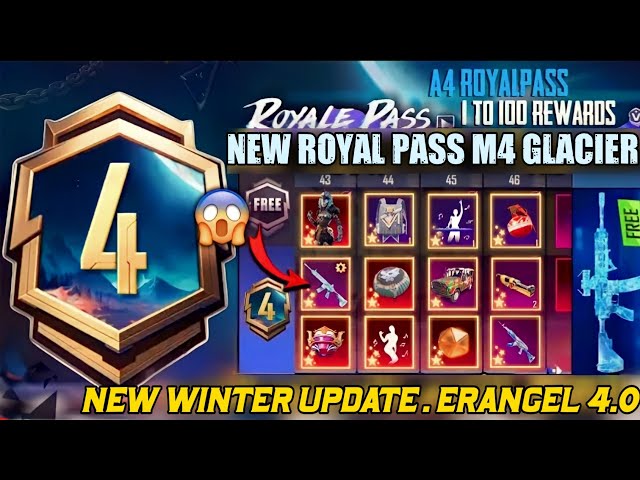 A4 Royal Pass Rewards, New Winter ❄️ Mode, Erangel 4.0, M4 Glacier For  Chance