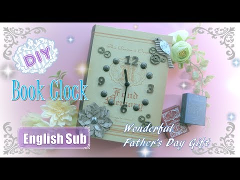 父の日の贈り物 ダイソーの本型ボックスで作る 簡単オシャレな置時計 How To Make Book Clock Youtube