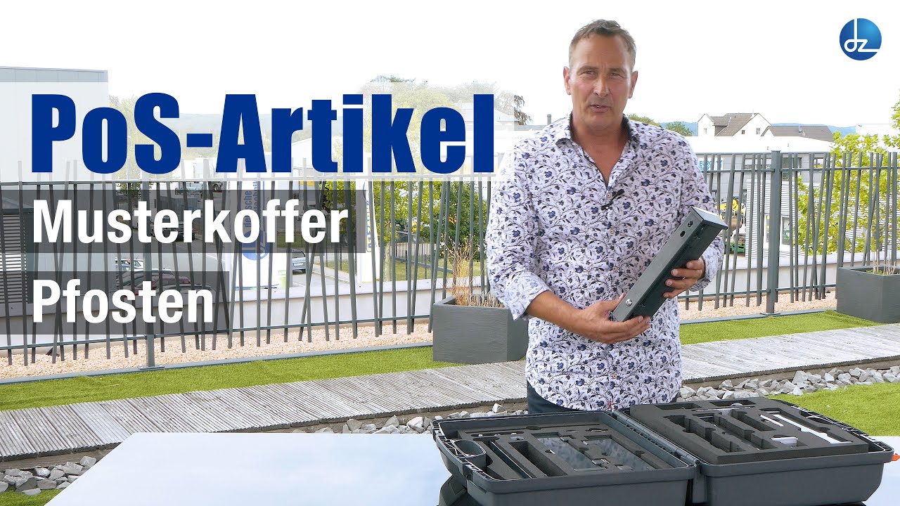 Musterkoffer Pfosten von deutsche zauntechnik - Thomas stellt den Inhalt des Koffer vor.